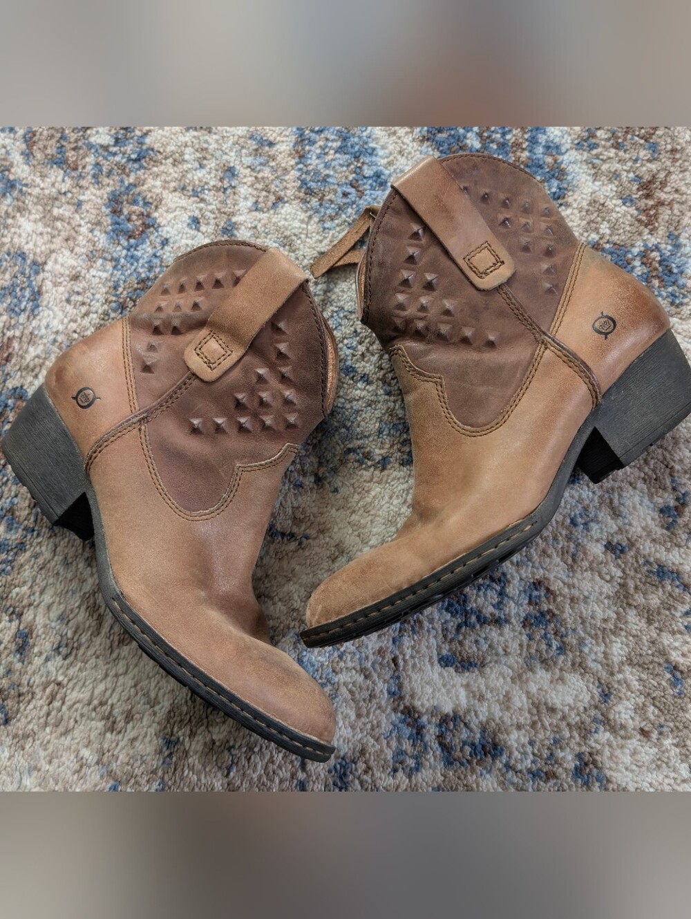 Born Western Leather Brown Boots Size 8.5